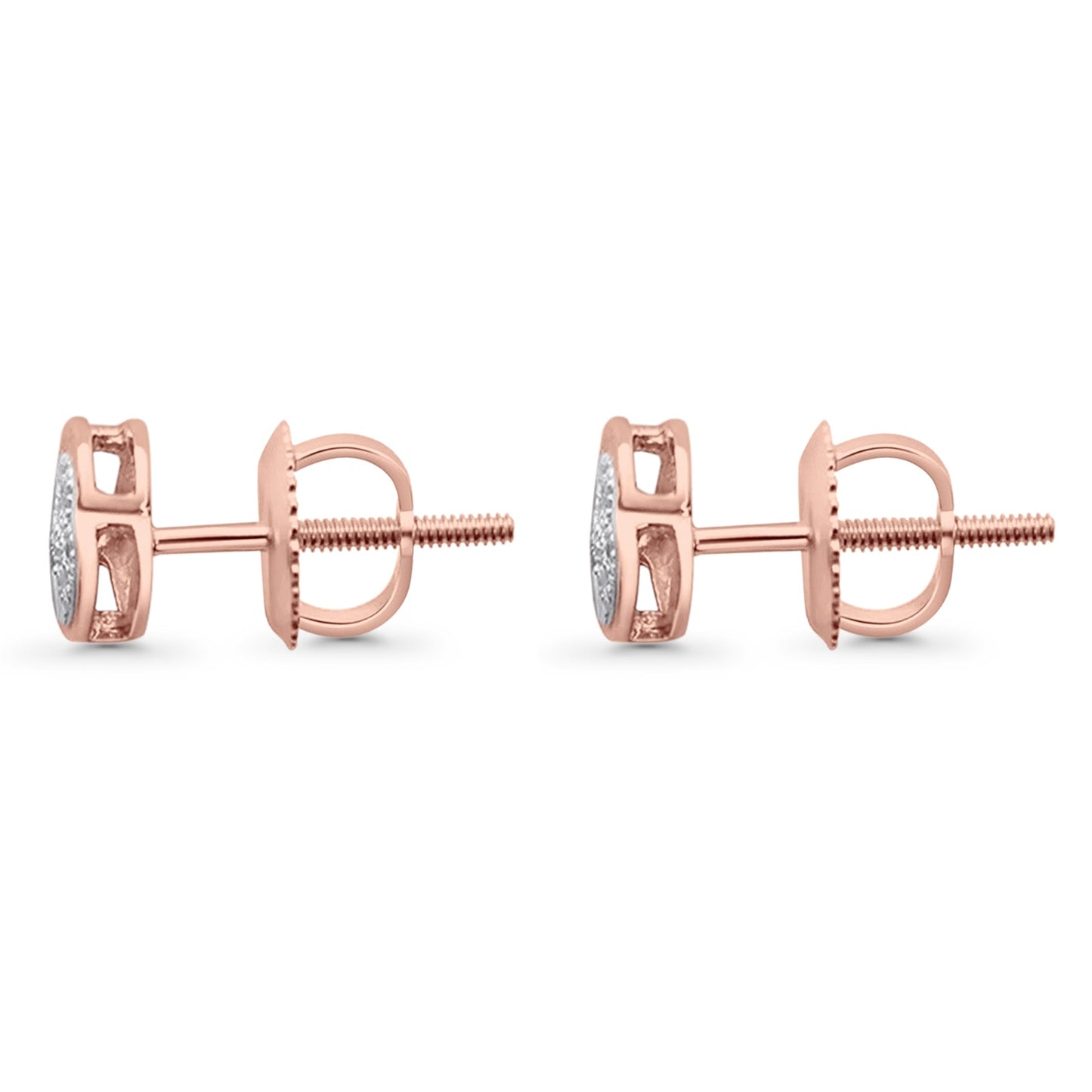 Solid 10K Rose Gold 6mm Diamond Heart Earrings Wholesale