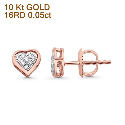 Solid 10K Rose Gold 6mm Diamond Heart Earrings Wholesale