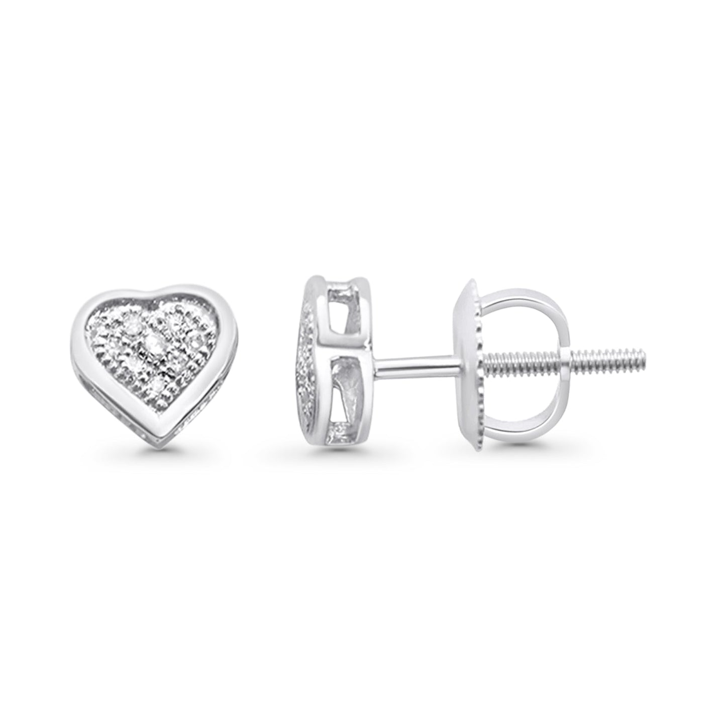 Solid 10K White Gold 6mm Diamond Heart Earrings Wholesale