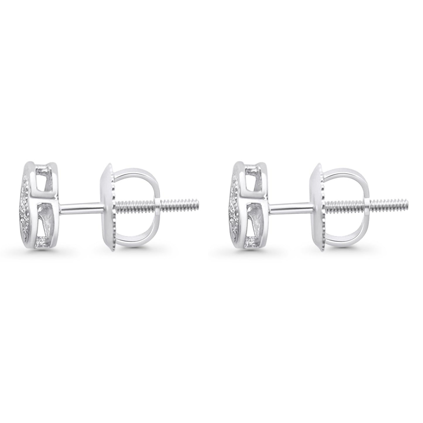 Solid 10K White Gold 6mm Diamond Heart Earrings Wholesale