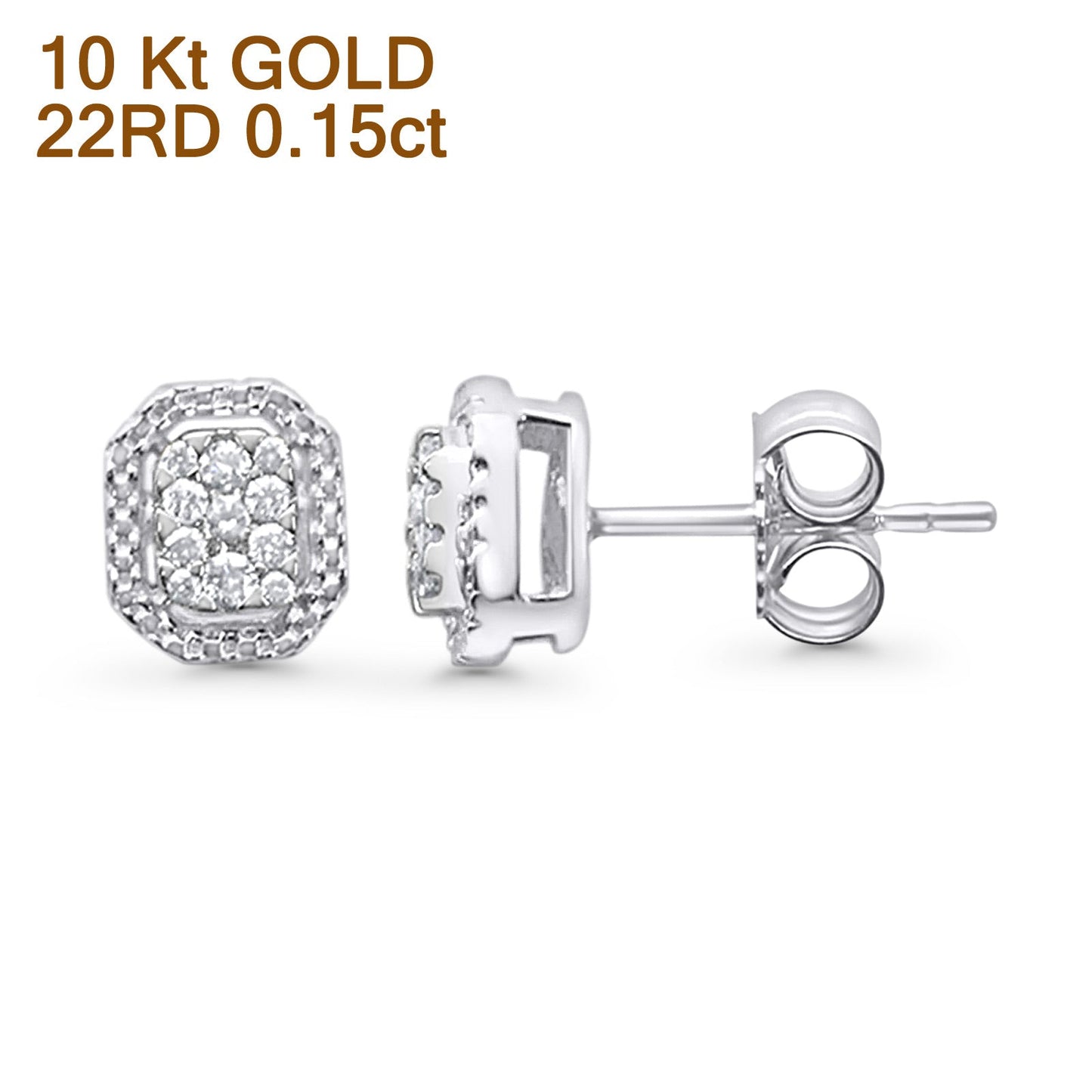 Solid 10K White Gold 6mm Classic Round Diamond Stud Earring Wholesale