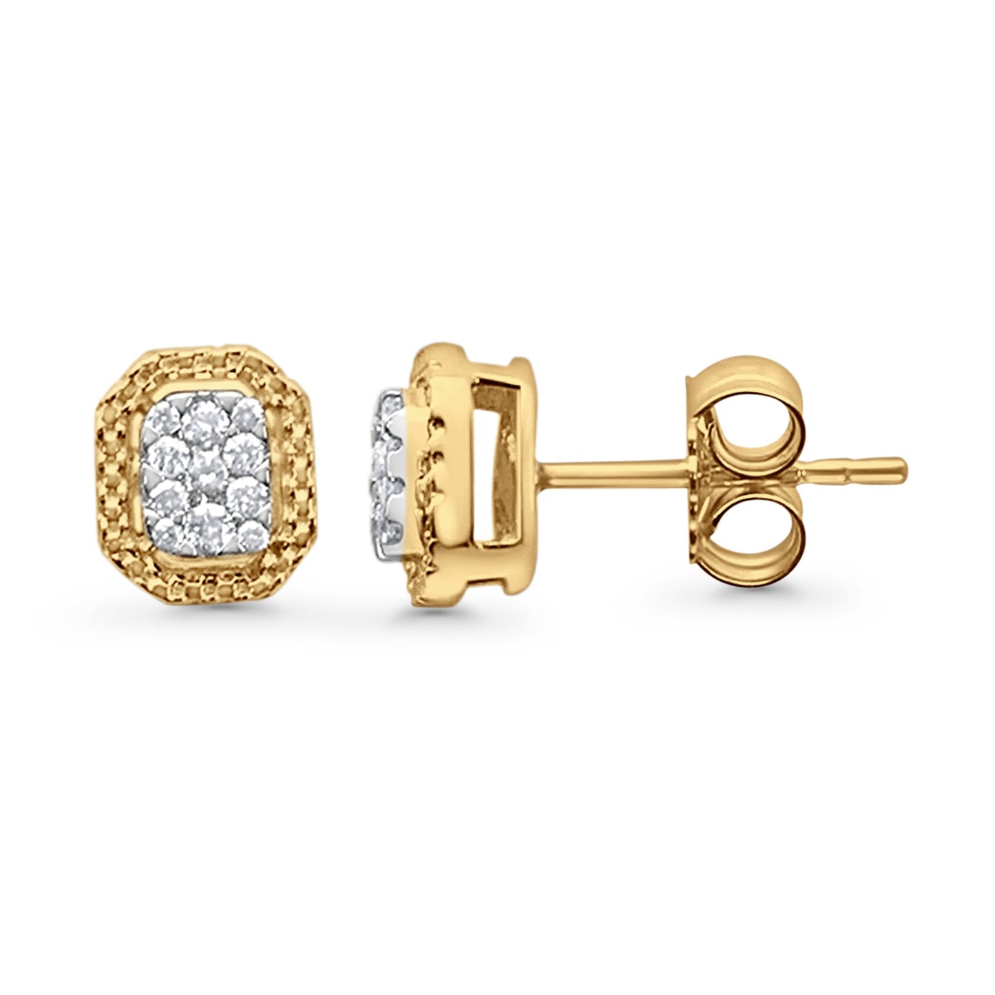 Solid 10K Yellow Gold 6mm Classic Round Diamond Stud Earring Wholesale