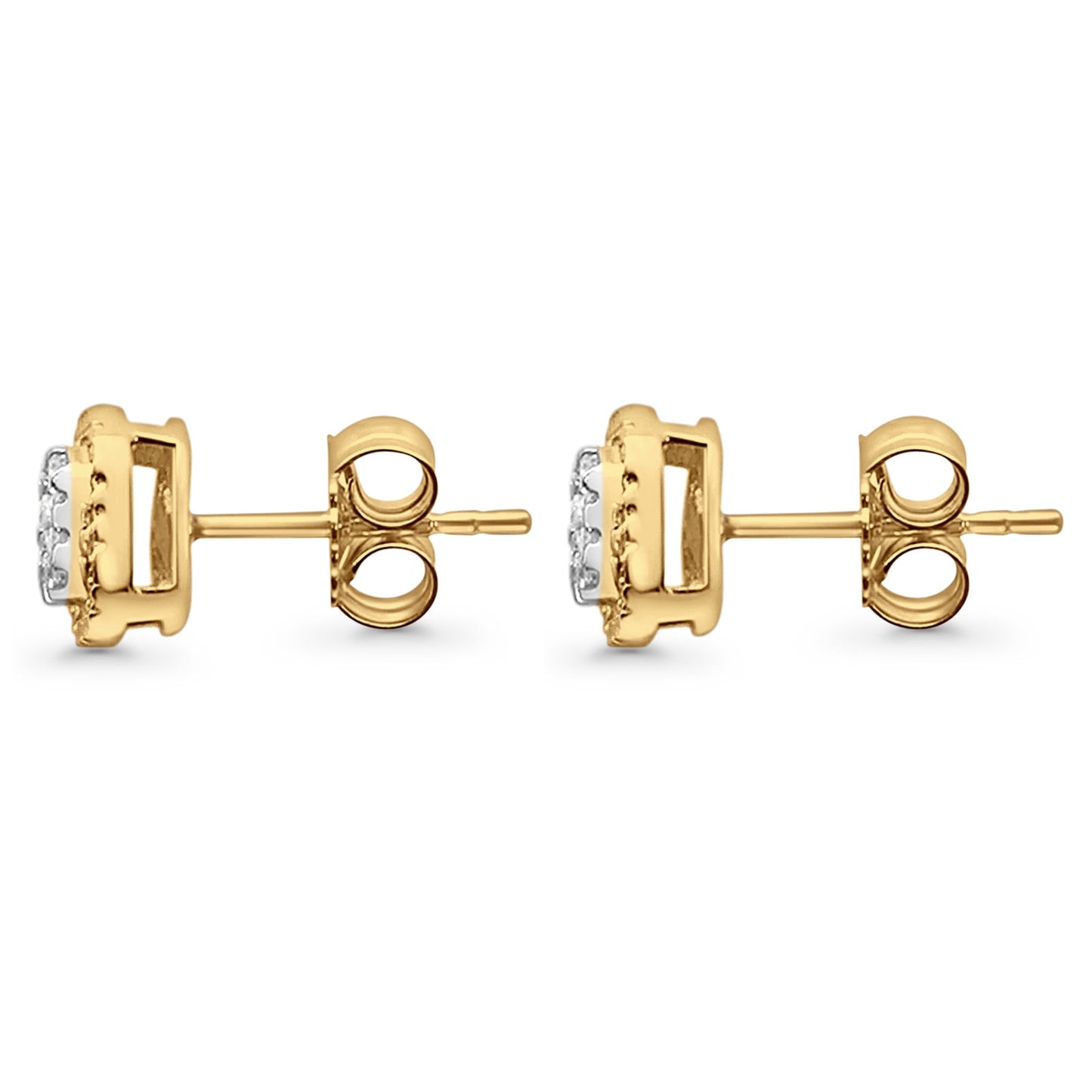 Solid 10K Yellow Gold 6mm Classic Round Diamond Stud Earring Wholesale