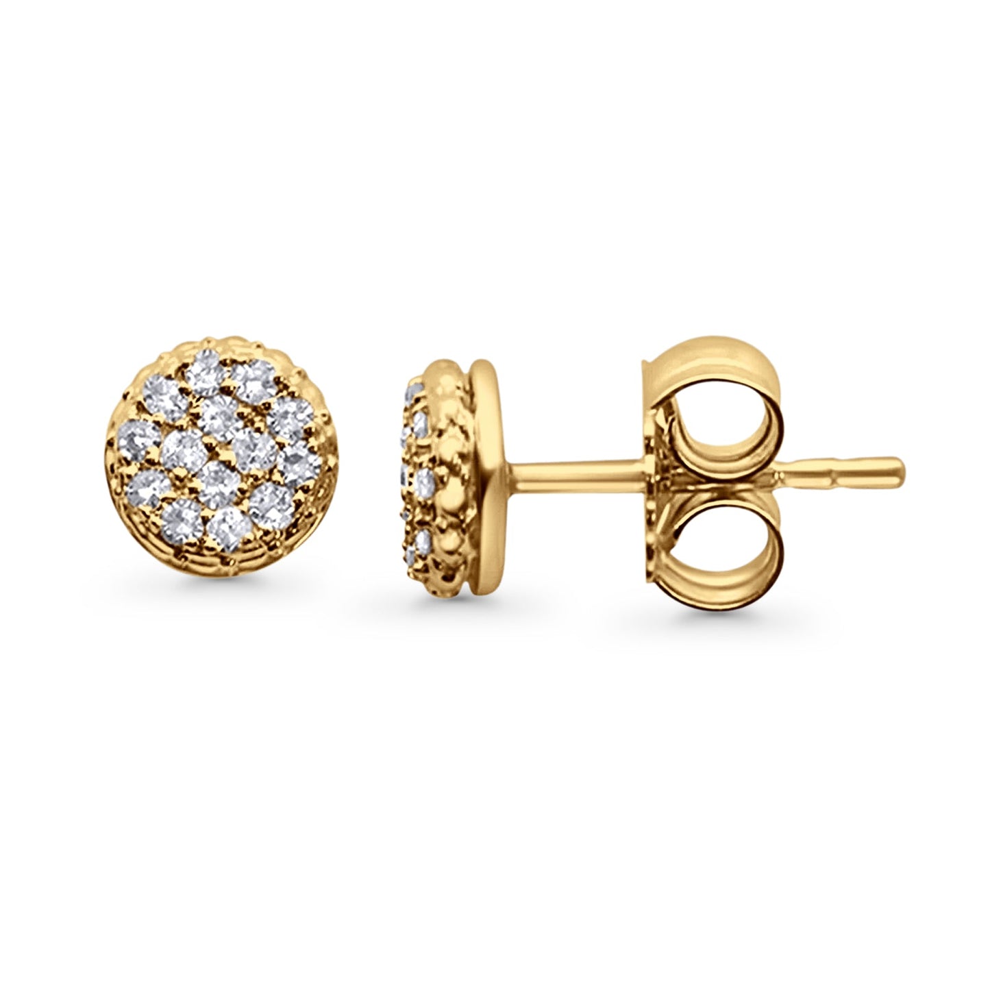 Solid 10K Yellow Gold 5.8mm Round Diamond Stud Earrings Wholesale