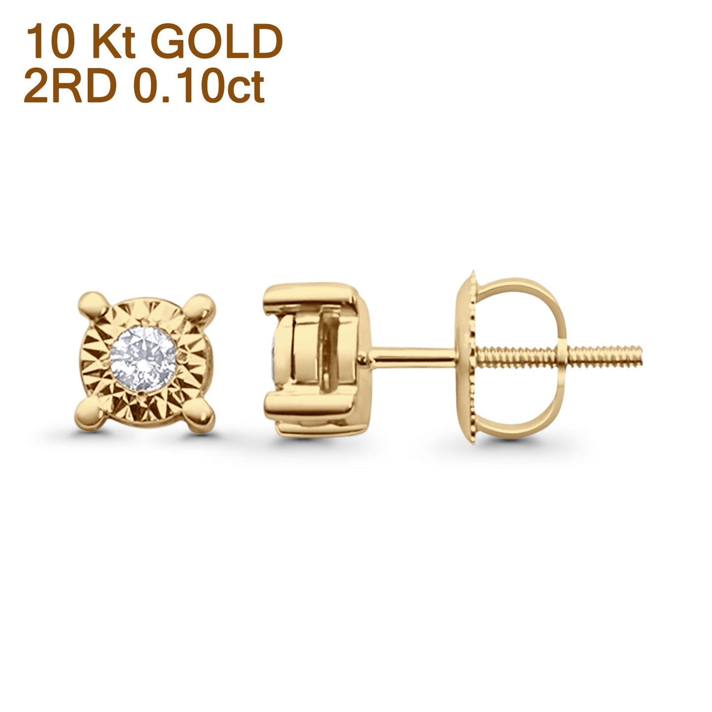 Solid 10K Yellow Gold 5mm Round Classic Diamond Stud Earrings Wholesale