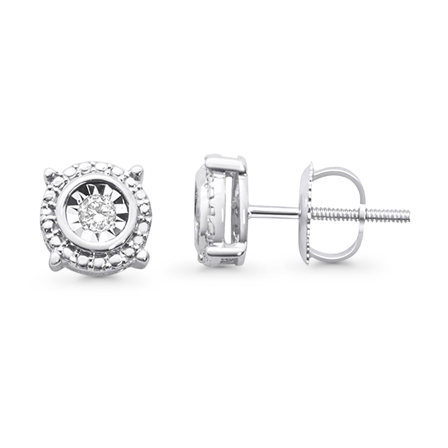 Solid 10K White Gold 7mm Round Diamond Stud Earrings Wholesale