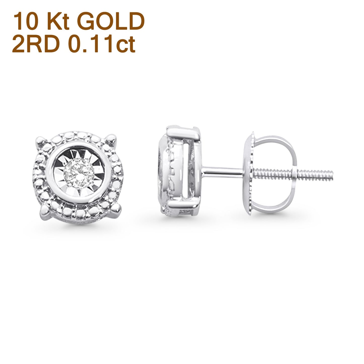 Solid 10K White Gold 7mm Round Diamond Stud Earrings Wholesale