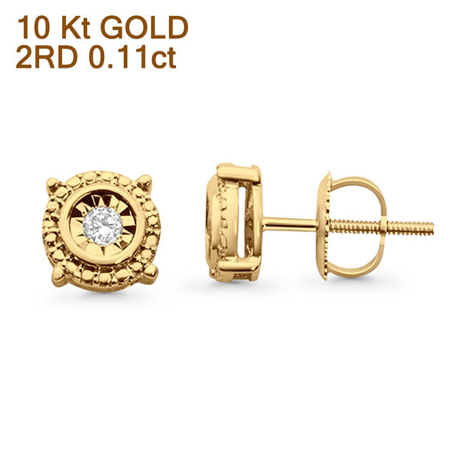 Solid 10K Yellow Gold 7mm Round Diamond Stud Earrings Wholesale