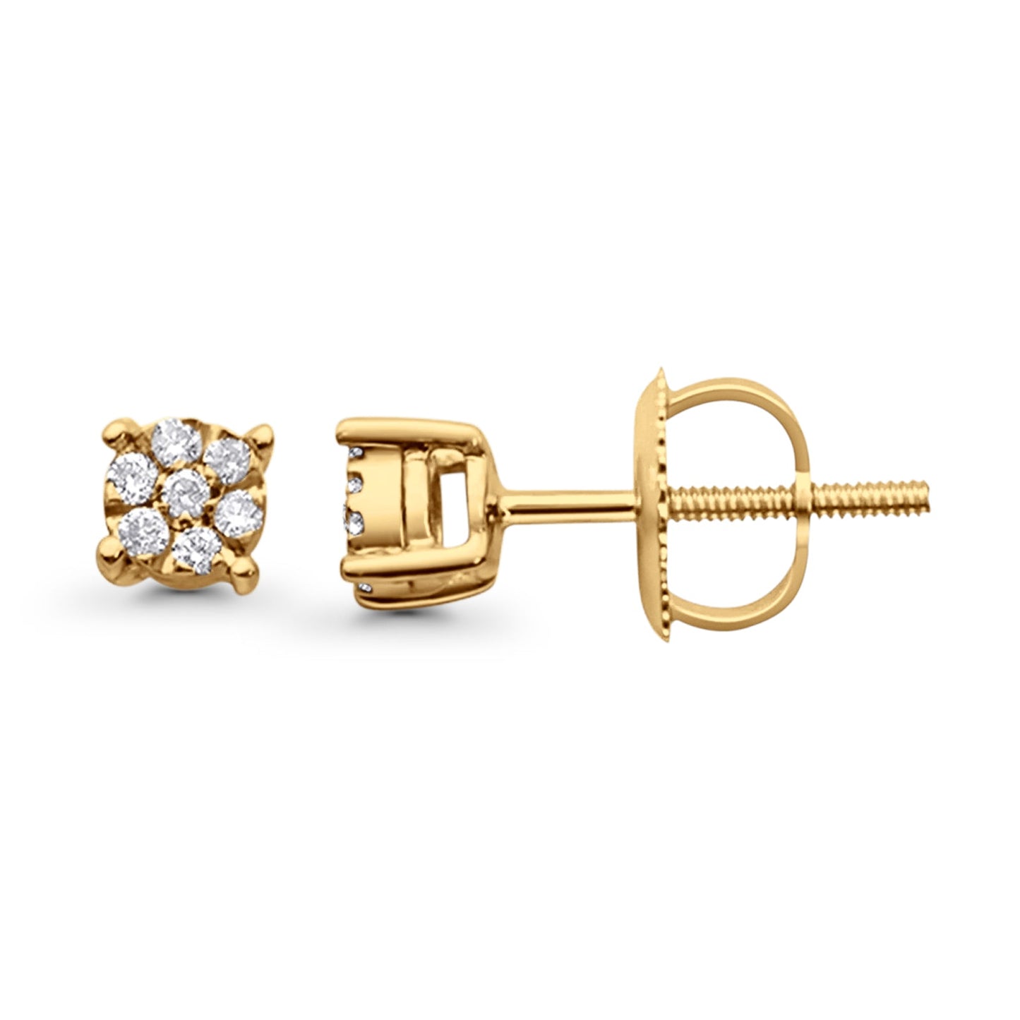 Solid 10K Yellow Gold 4mm Round Diamond Stud Earrings Wholesale