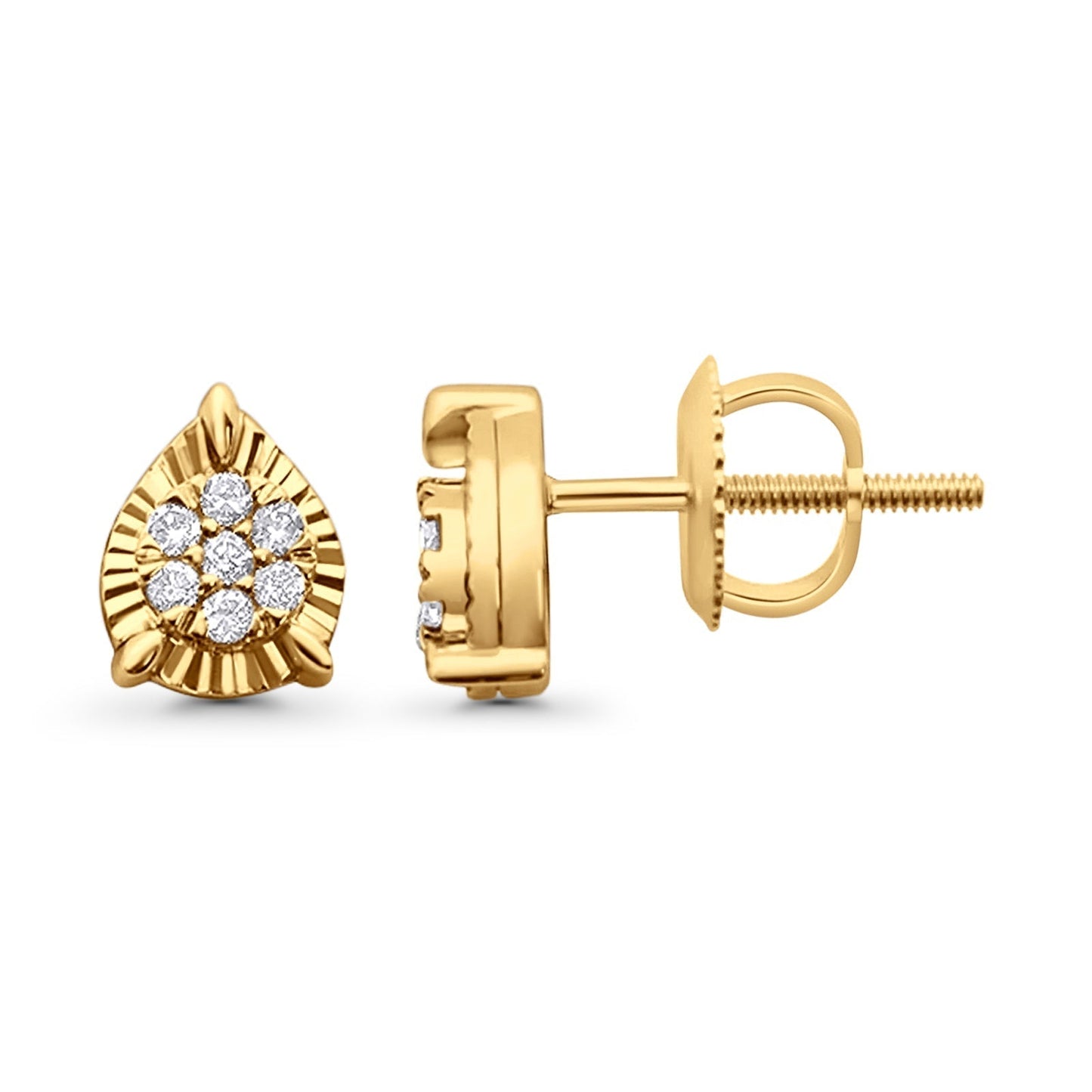 Solid 10K Yellow Gold 8mm Round Diamond Stud Earrings Wholesale