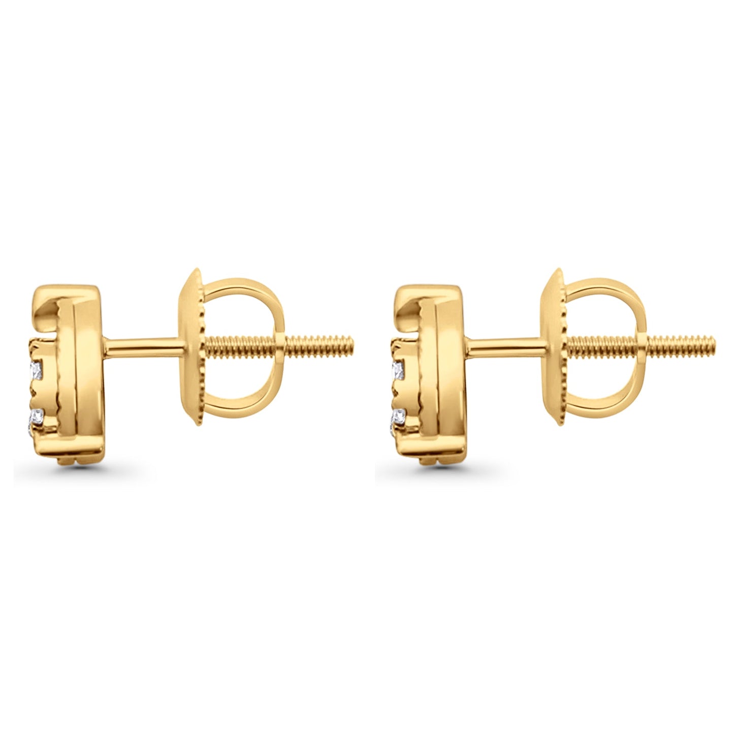 Solid 10K Yellow Gold 8mm Round Diamond Stud Earrings Wholesale