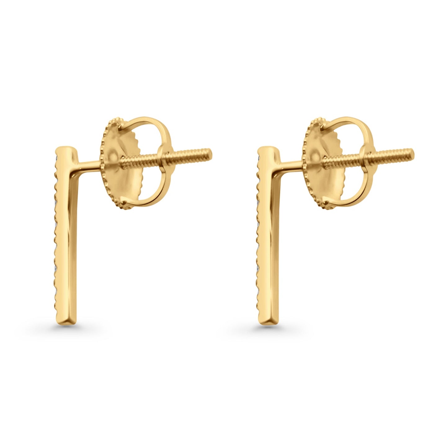 Diamond Line Stud Earrings 12.7mm Round Fashion 10K Yellow Gold Wholesale