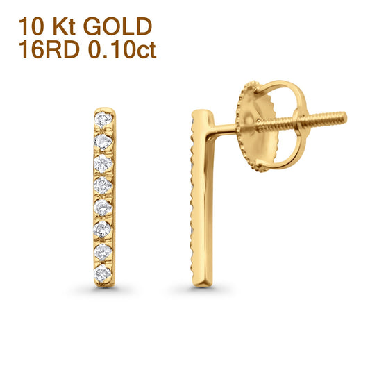 Diamond Line Stud Earrings 12.7mm Round Fashion 10K Yellow Gold Wholesale