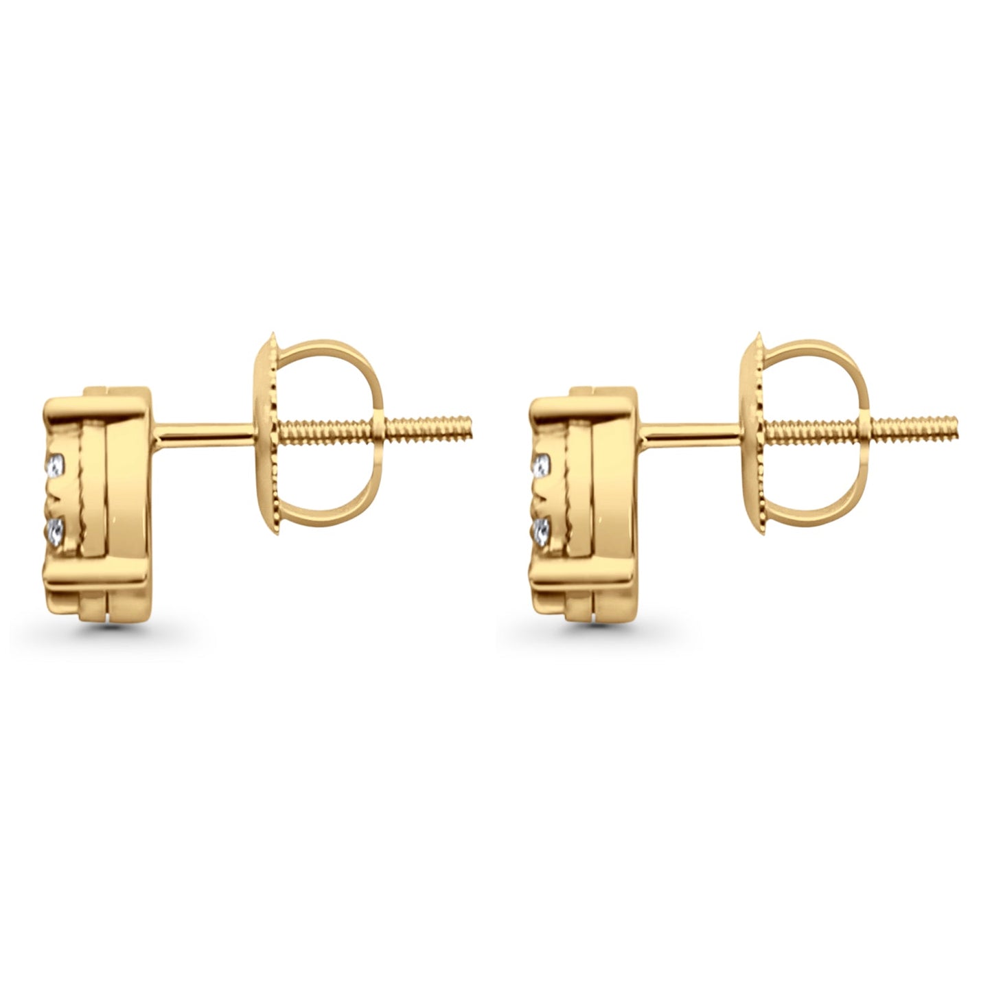 Solid 10K Yellow Gold 7.7mm Round Diamond Stud Earrings Wholesale