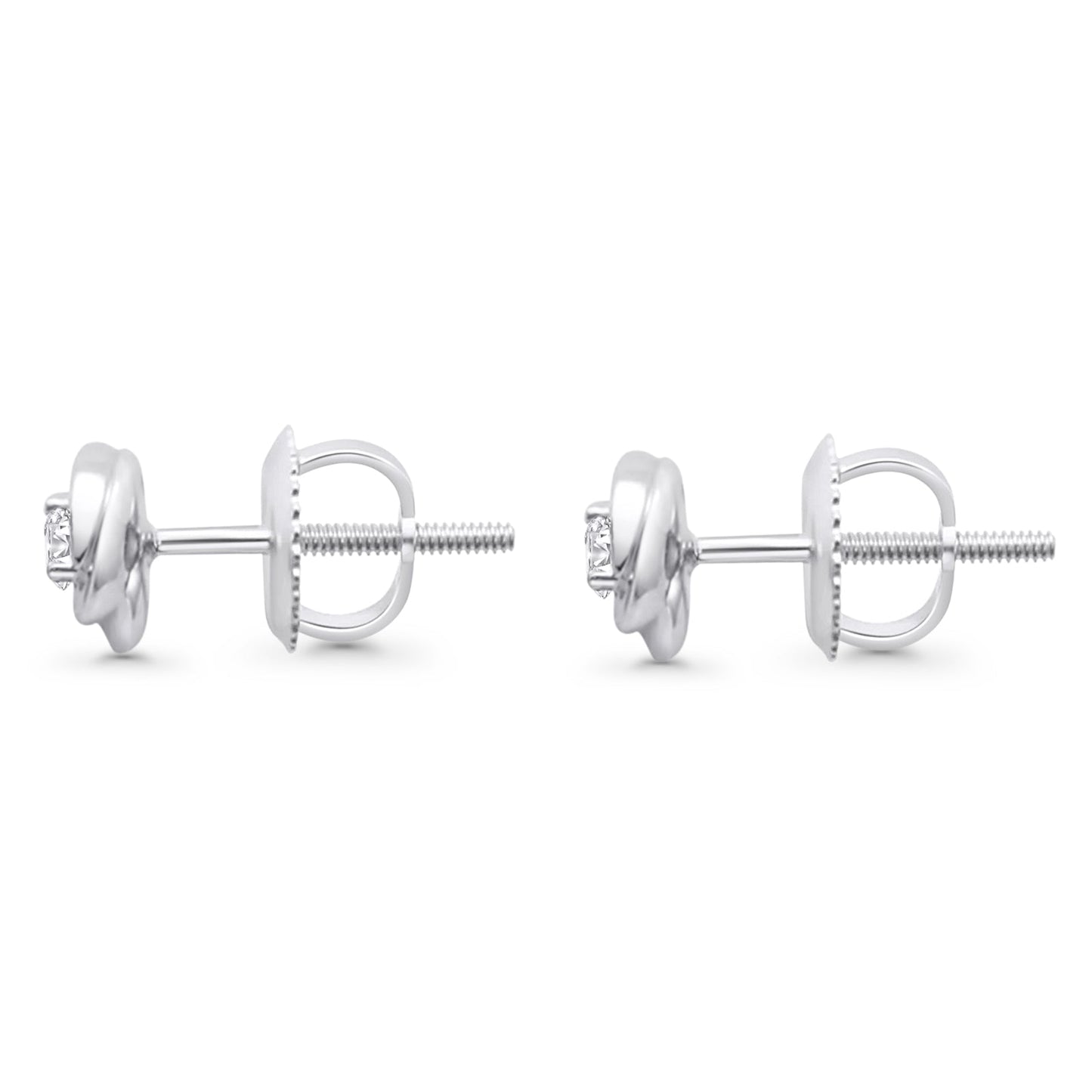 Solid 10K White Gold 5.8mm Round Diamond Stud Earrings Wholesale