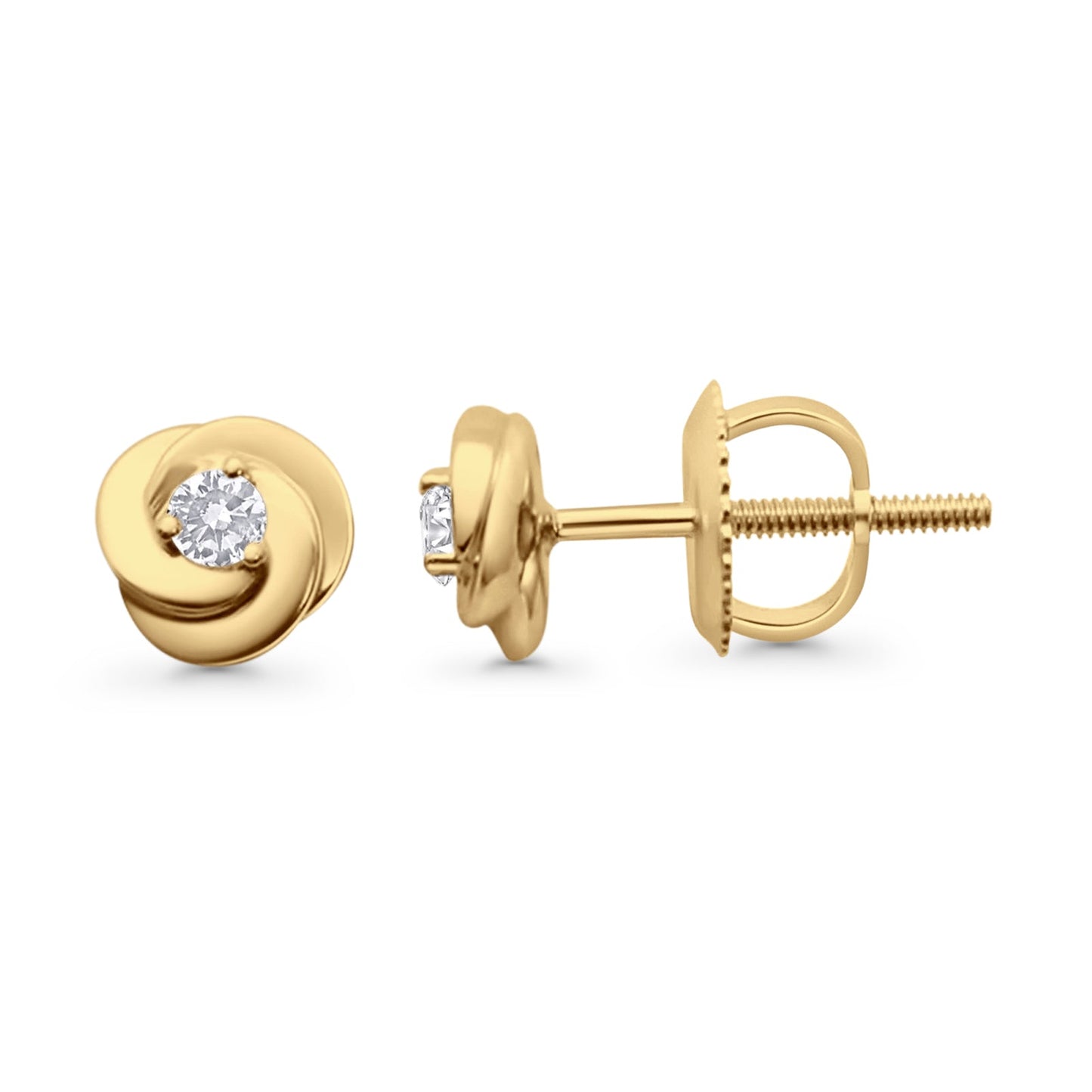 Solid 10K Yellow Gold 5.8mm Round Diamond Stud Earrings Wholesale