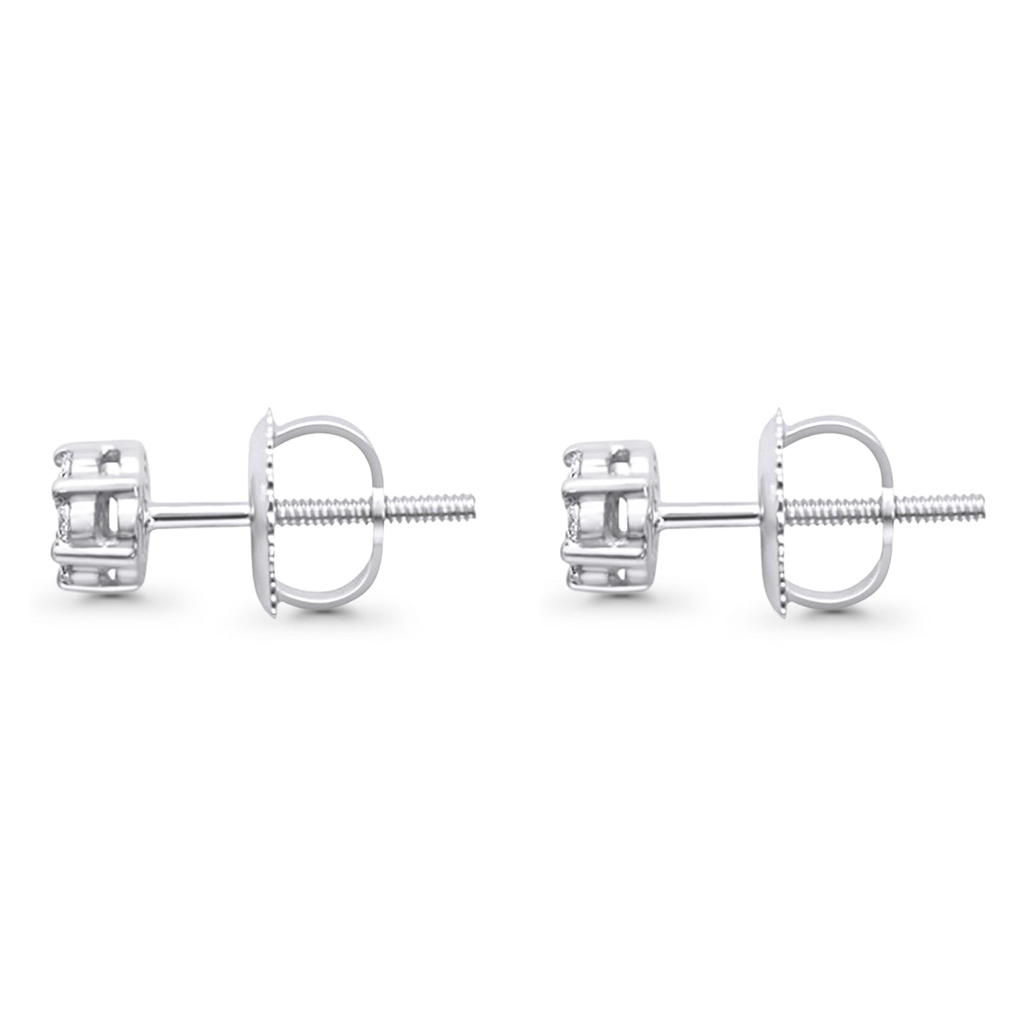 Solid 10K White Gold 4.9mm Round Cluster Diamond Stud Earrings Wholesale