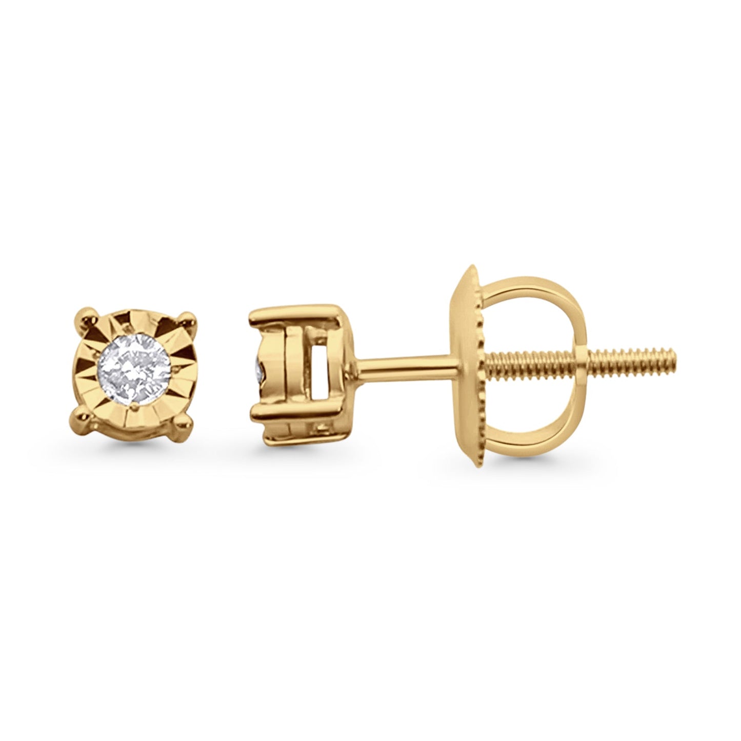 Solid 10K Yellow Gold 4.2mm Classic Round Diamond Stud Earrings Wholesale