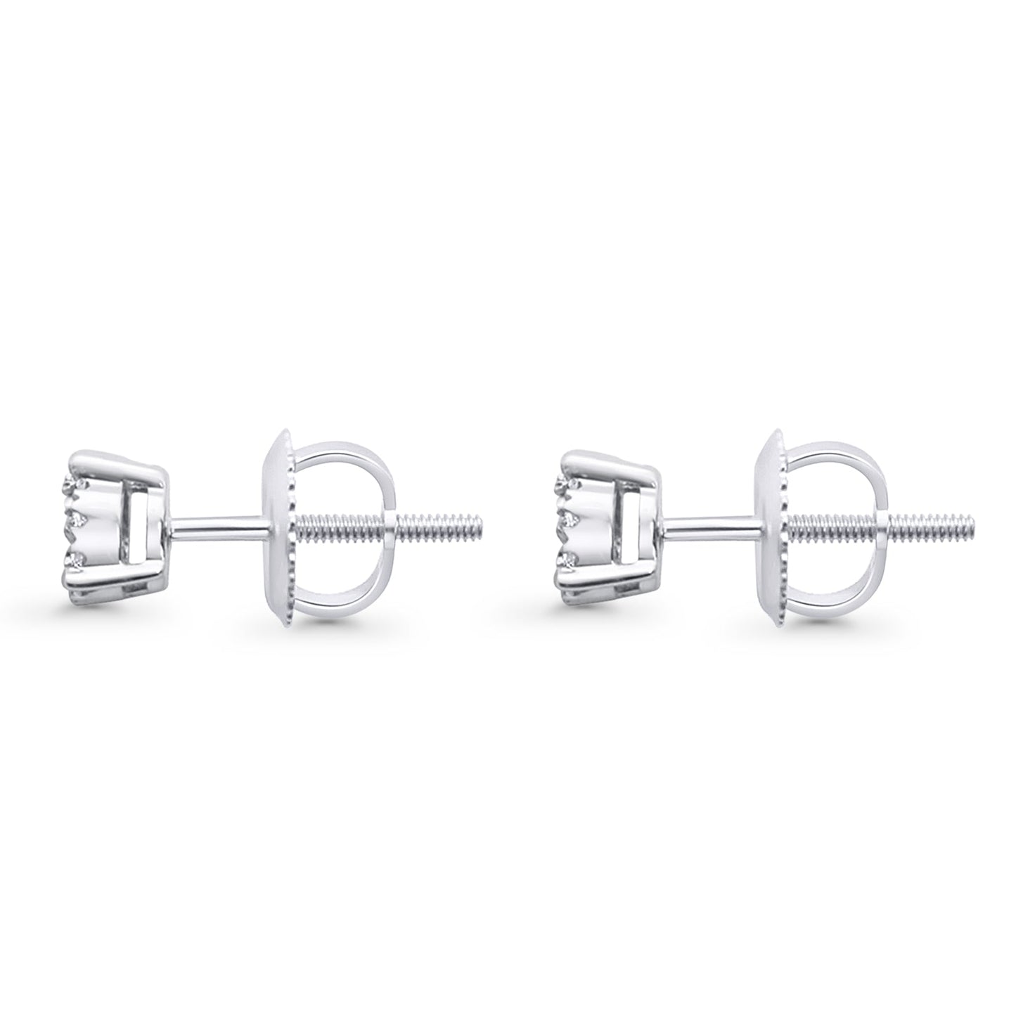 Solid 10K White Gold 5mm Classic Round Diamond Stud Earrings Wholesale