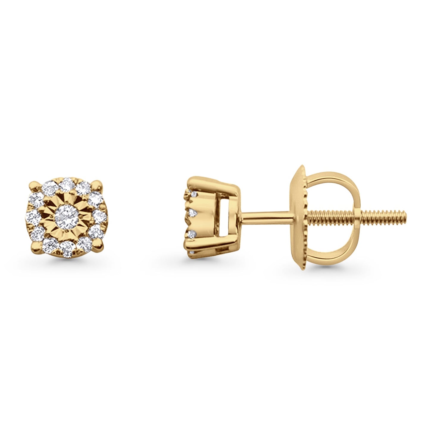 Solid 10K Yellow Gold 5mm Classic Round Diamond Stud Earrings Wholesale