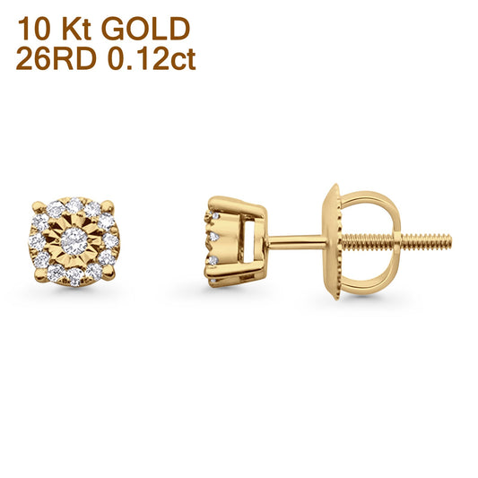 Solid 10K Yellow Gold 5mm Classic Round Diamond Stud Earrings Wholesale