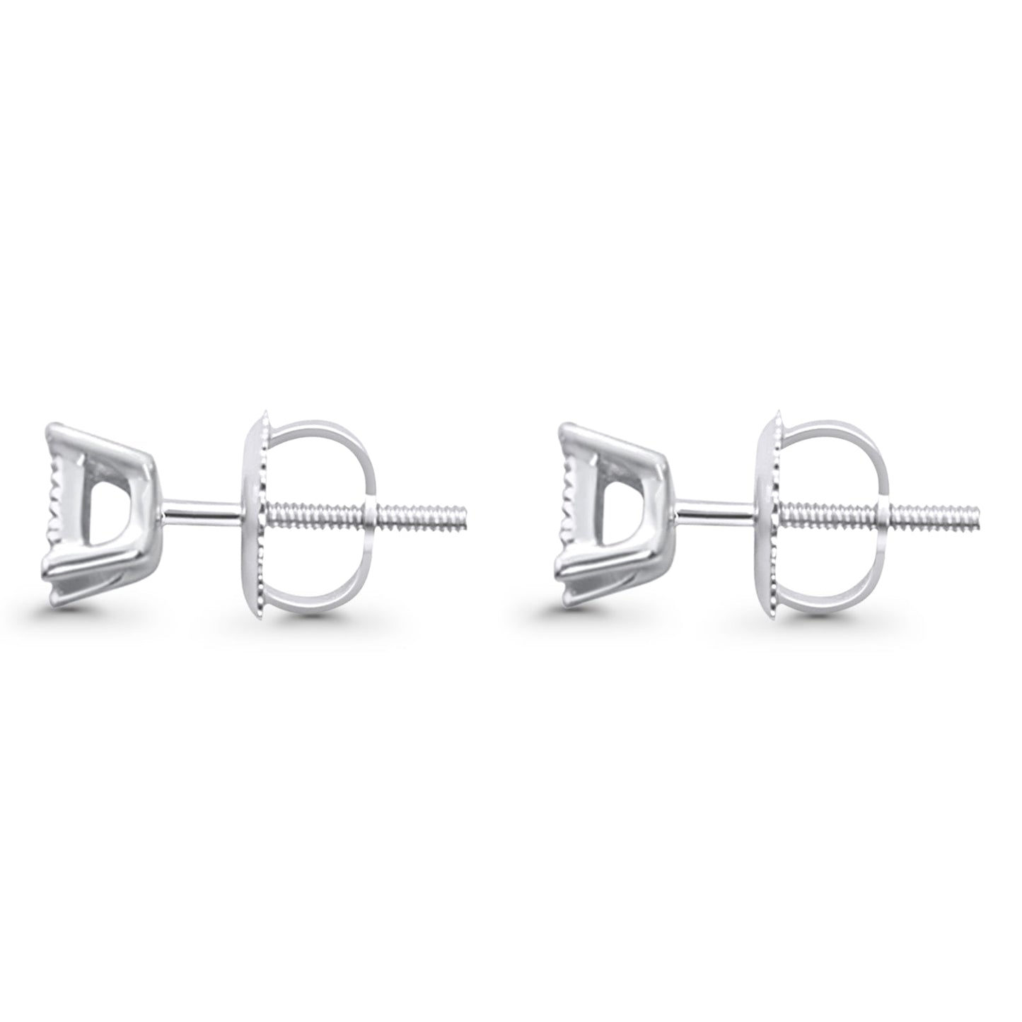 Solid 10K White Gold 5mm Square Classic Round Fine Diamond Stud Earrings Wholesale