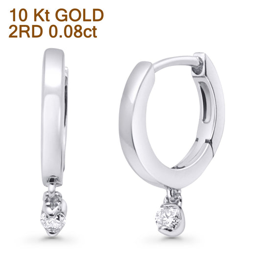 Solid 10K White Gold 12.7mm Round Diamond Hoop Earrings Wholesale