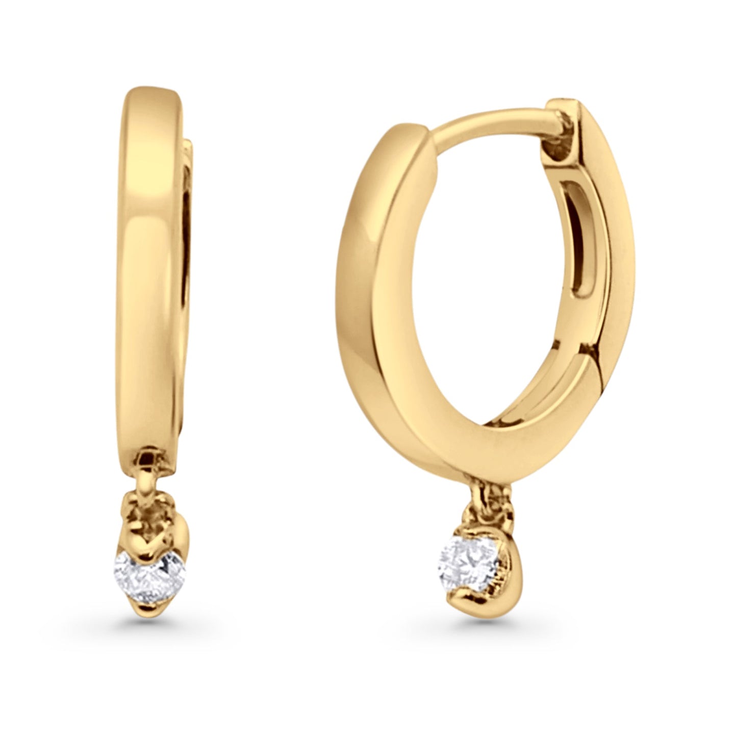 Solid 10K Yellow Gold 12.7mm Round Diamond Hoop Earrings Wholesale