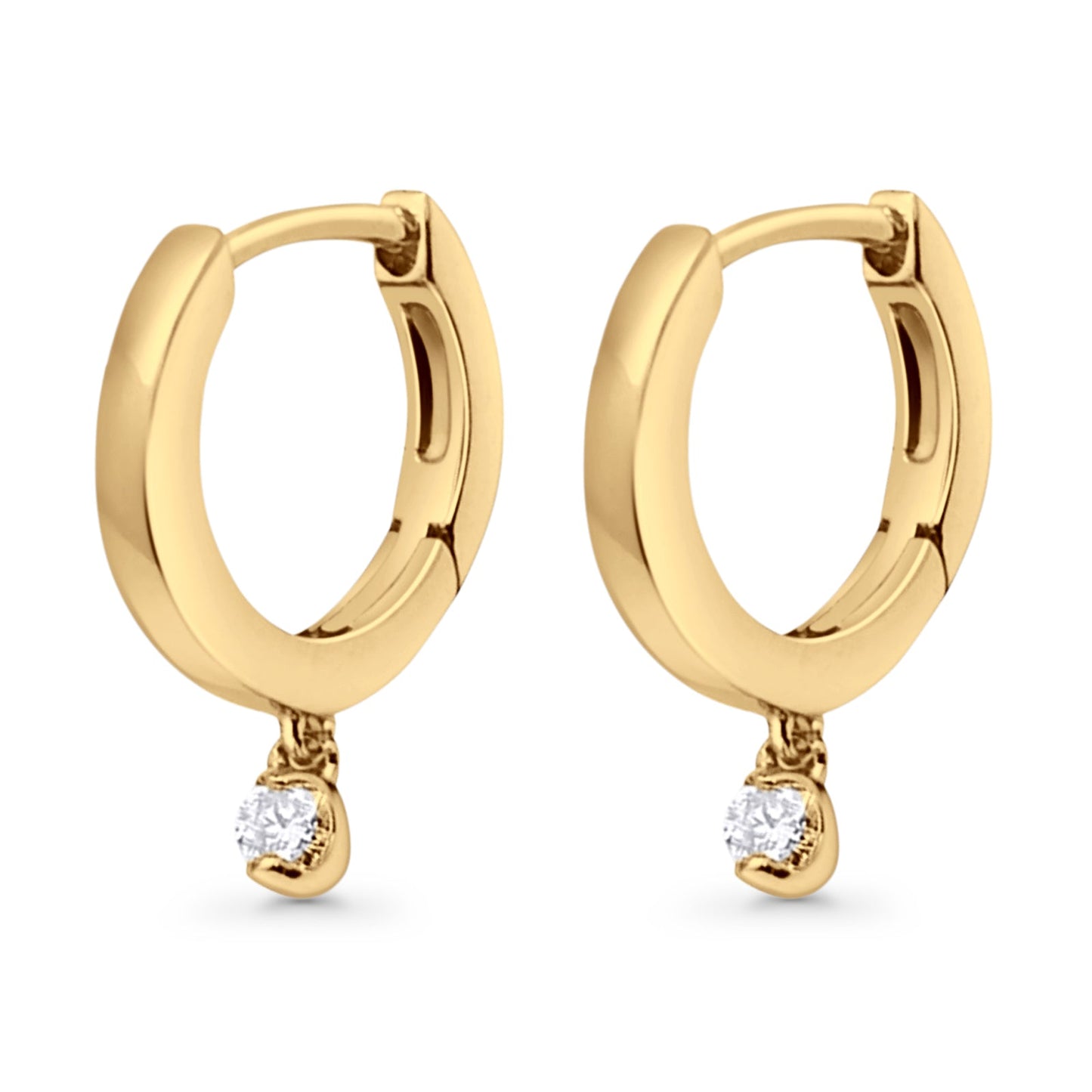 Solid 10K Yellow Gold 12.7mm Round Diamond Hoop Earrings Wholesale