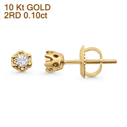 Solid 10K Yellow Gold 4.3mm Round Diamond Stud Earrings Wholesale