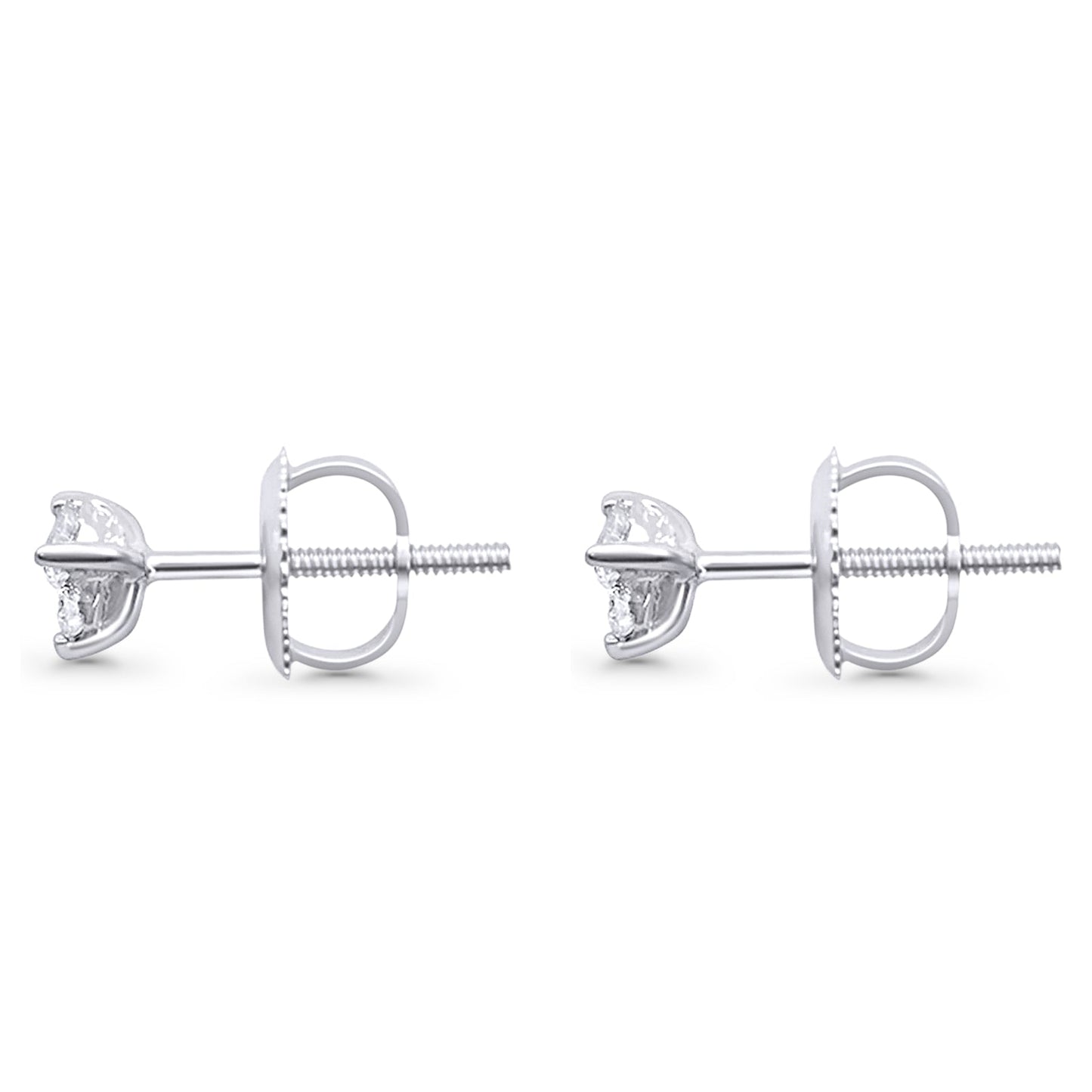 Solid 10K White Gold 4.5mm Trio Round Diamond Stud Earrings Wholesale