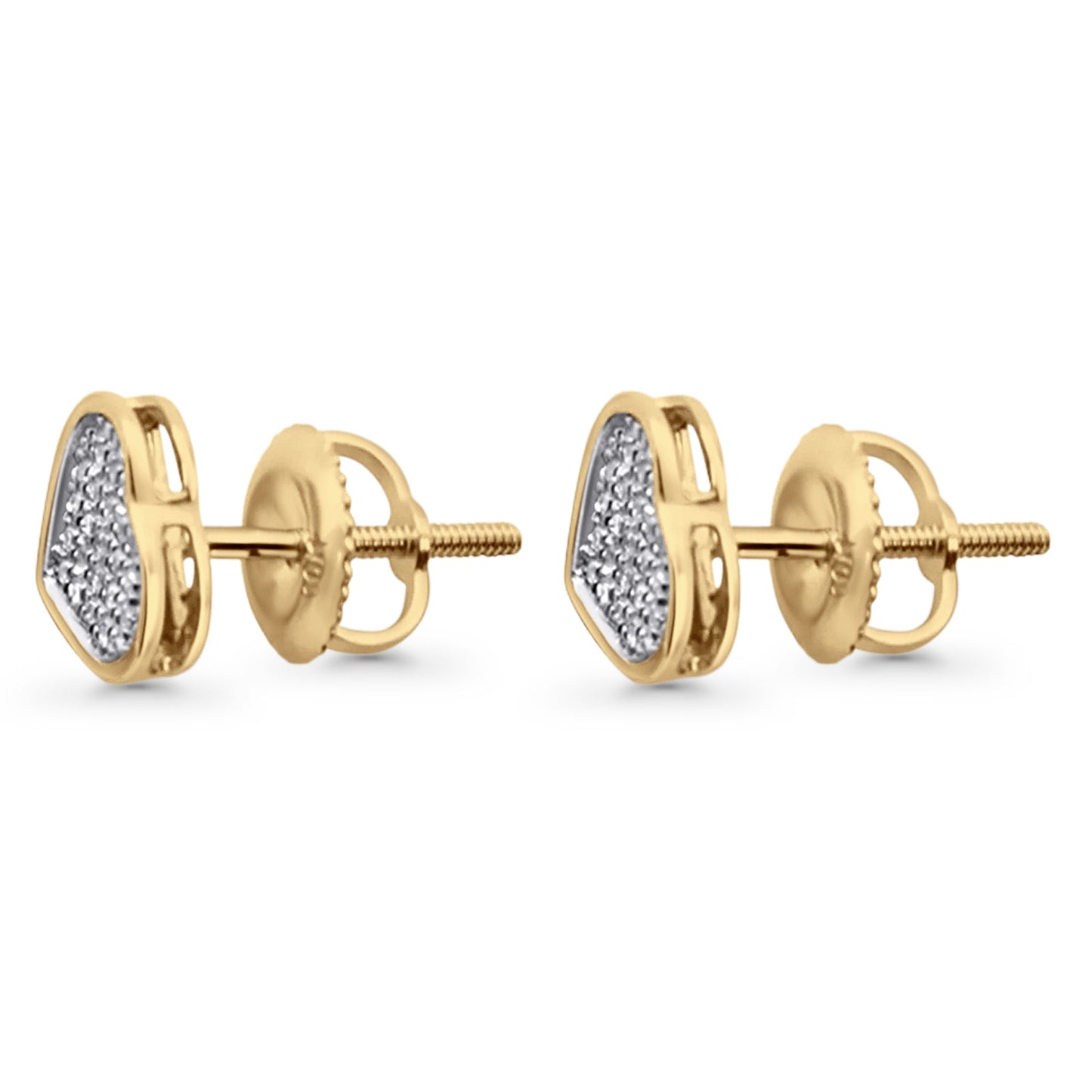 Solid 10K Yellow Gold 7.9mm Heart Shaped Round Diamond Stud Earrings Wholesale