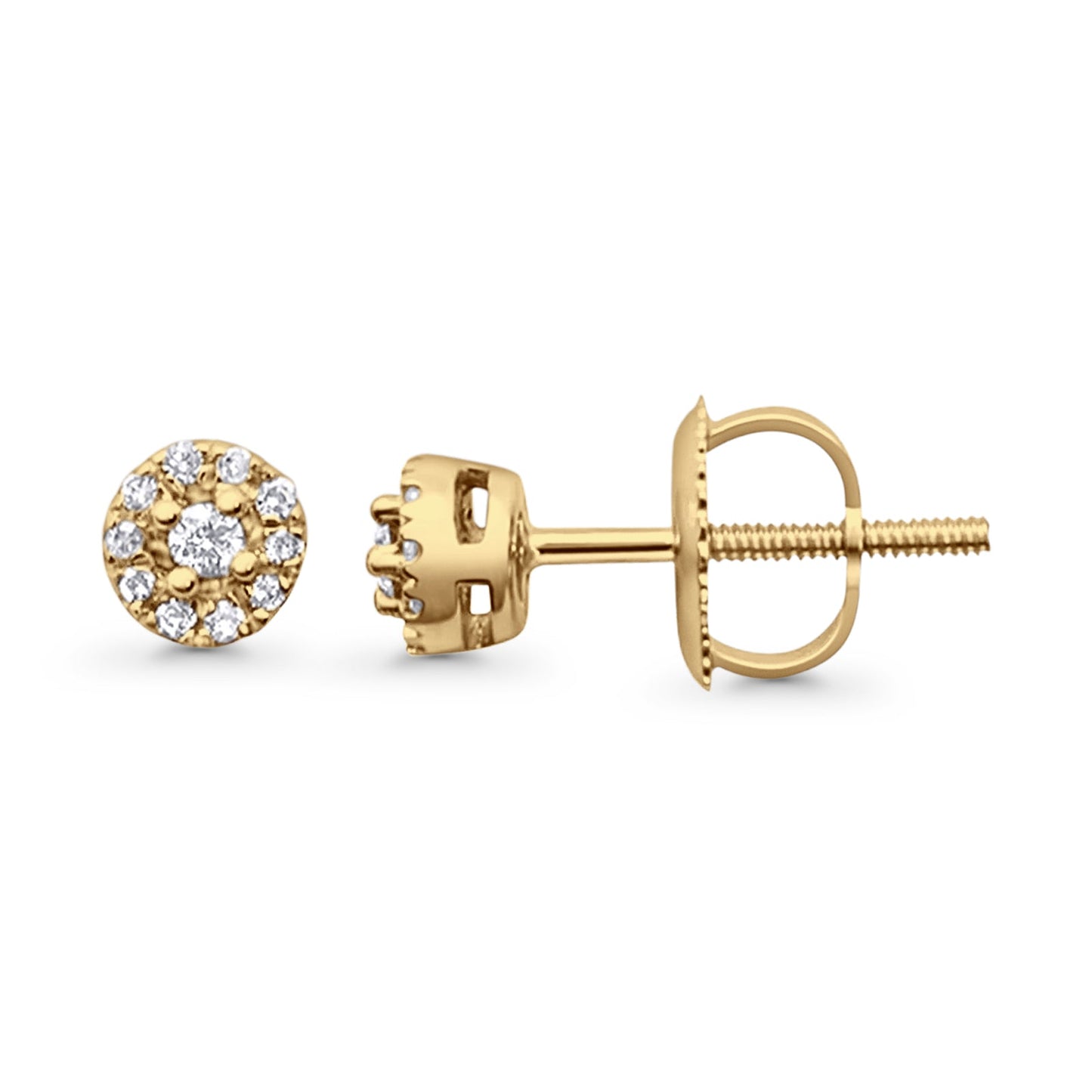 Solid 10K Yellow Gold 4.5mm Round Diamond Stud Earrings Wholesale