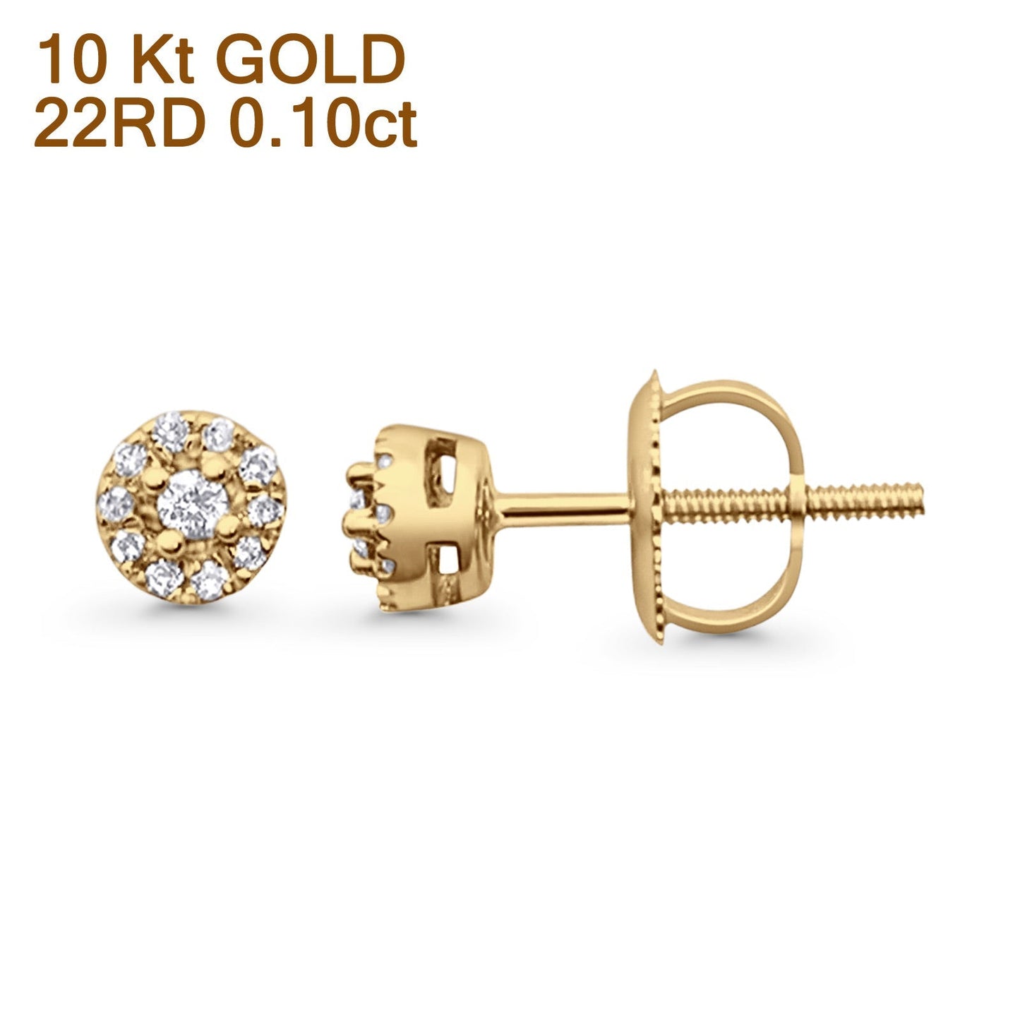 Solid 10K Yellow Gold 4.5mm Round Diamond Stud Earrings Wholesale