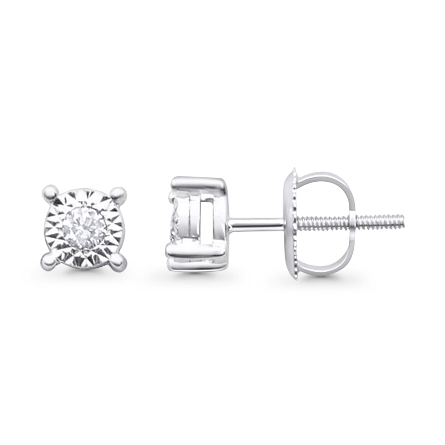 Solid 10K White Gold 5.4mm Classic Round Diamond Stud Earrings Wholesale