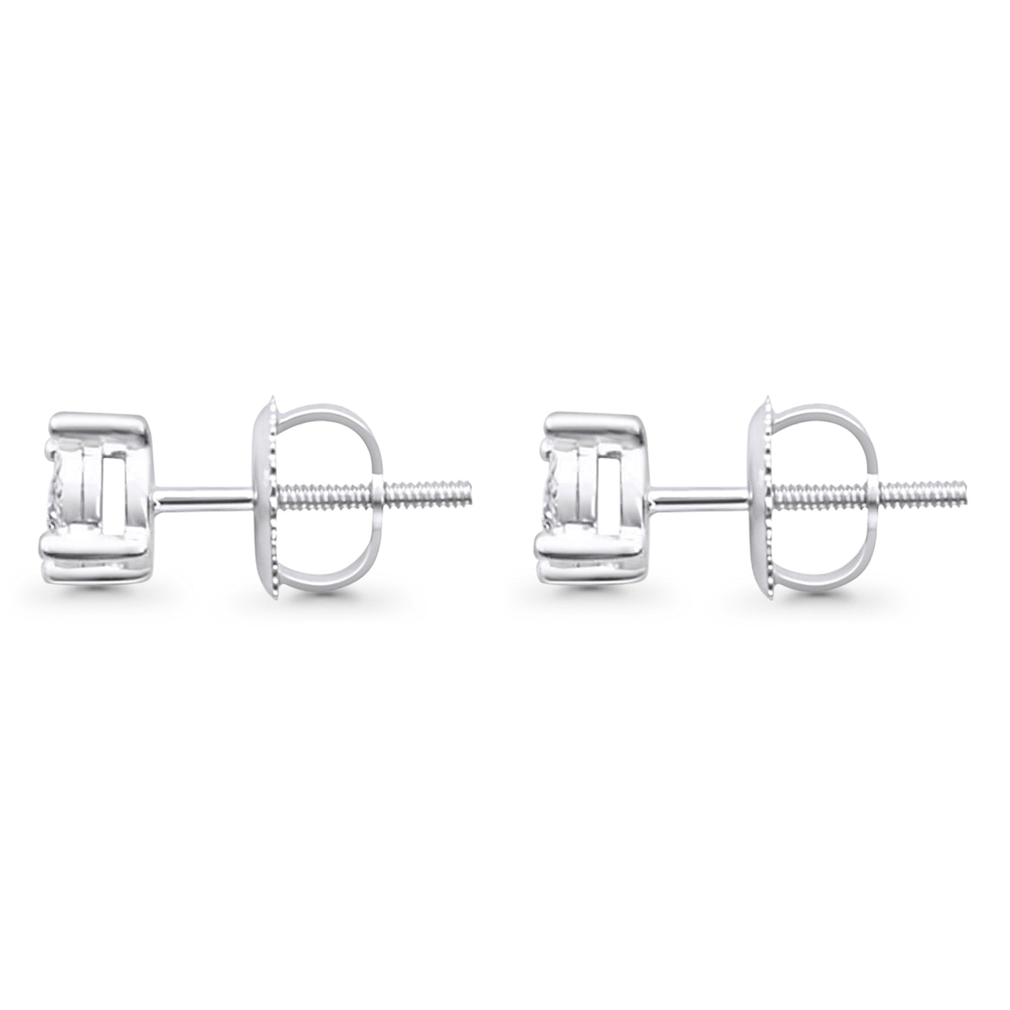 Solid 10K White Gold 5.4mm Classic Round Diamond Stud Earrings Wholesale