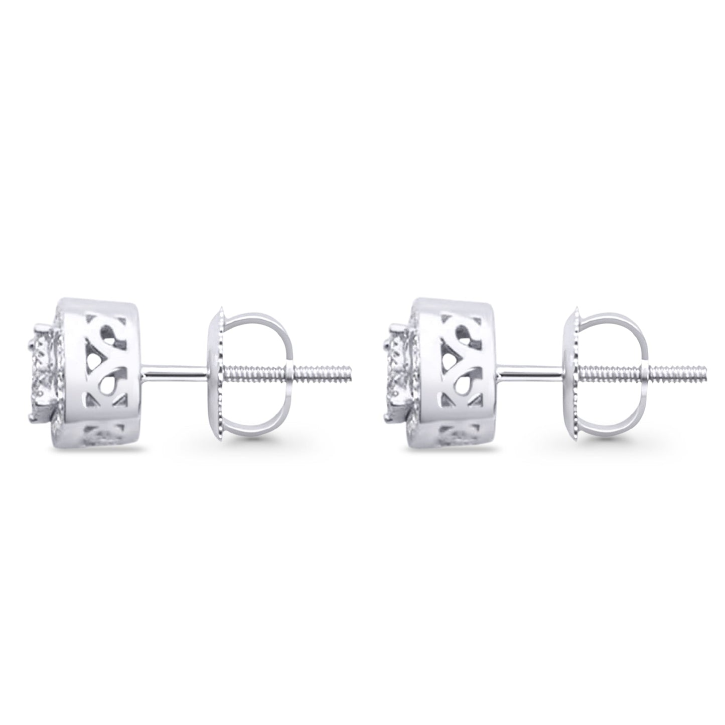 Solid 10K White Gold 7.5mm Cushion Shaped Round Diamond Stud Earrings Wholesale