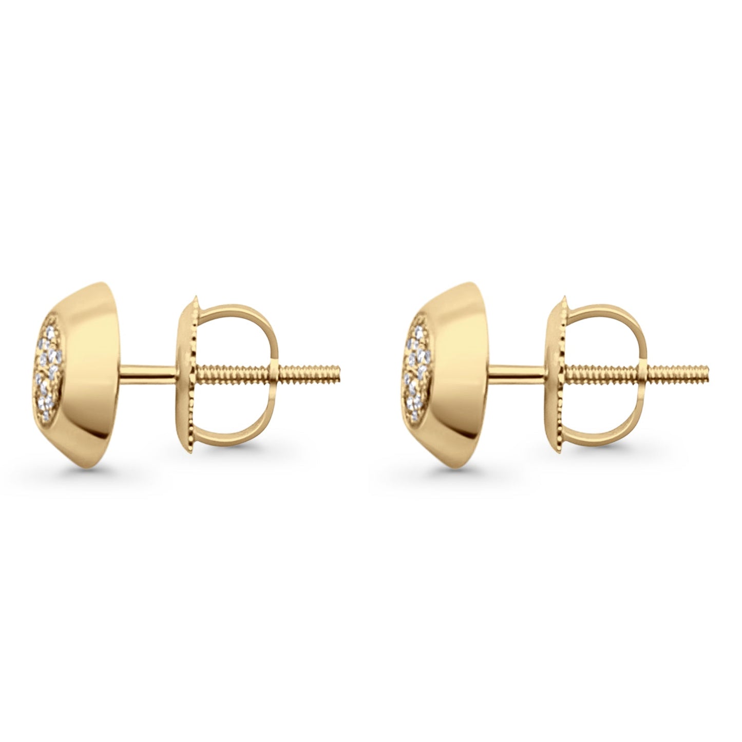 Solid 10K Yellow Gold 7.8mm Round Shaped Diamond Stud Earrings Wholesale