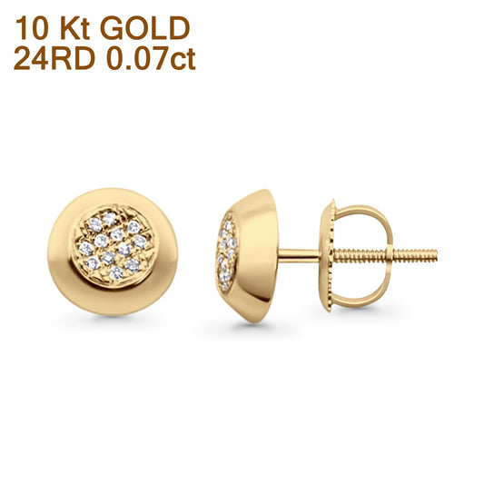 Solid 10K Yellow Gold 7.8mm Round Shaped Diamond Stud Earrings Wholesale