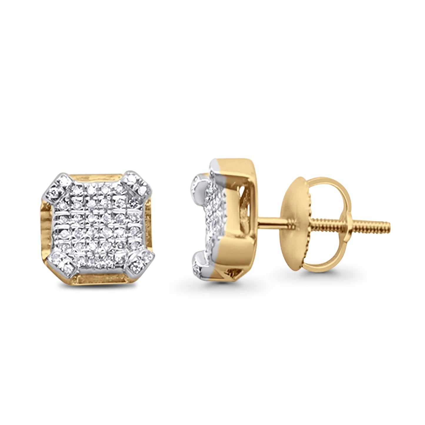 Diamond Stud Earrings 7.6mm Octagonal Shaped 10K Yellow Gold Wholesale