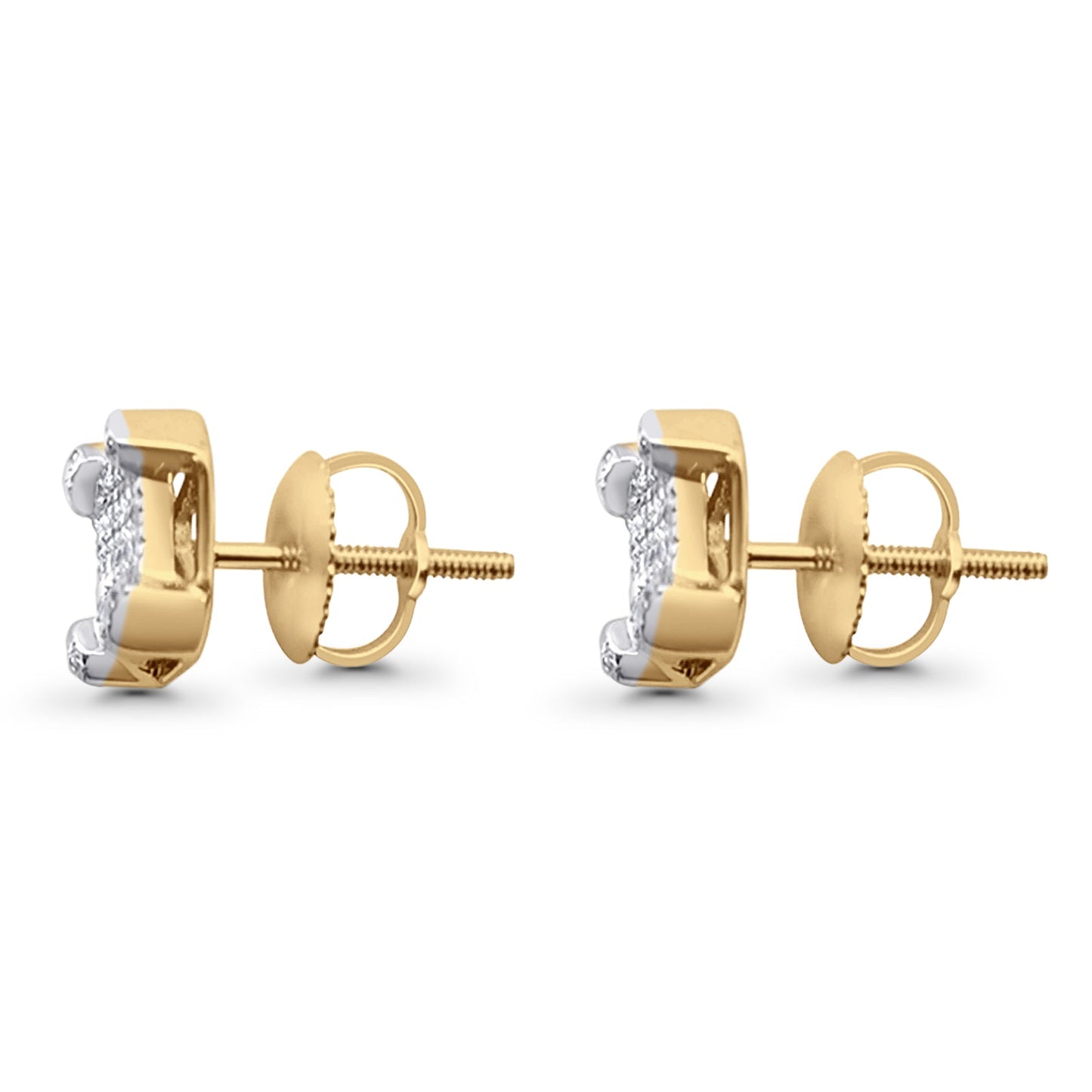 Diamond Stud Earrings 7.6mm Octagonal Shaped 10K Yellow Gold Wholesale