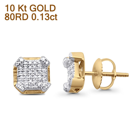 Diamond Stud Earrings 7.6mm Octagonal Shaped 10K Yellow Gold Wholesale