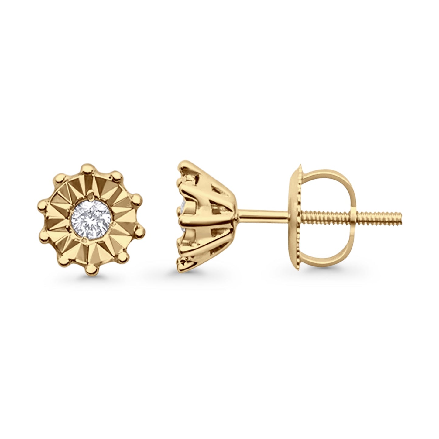 Diamond Round Stud Earrings 6.6mm 10K Yellow Gold Wholesale