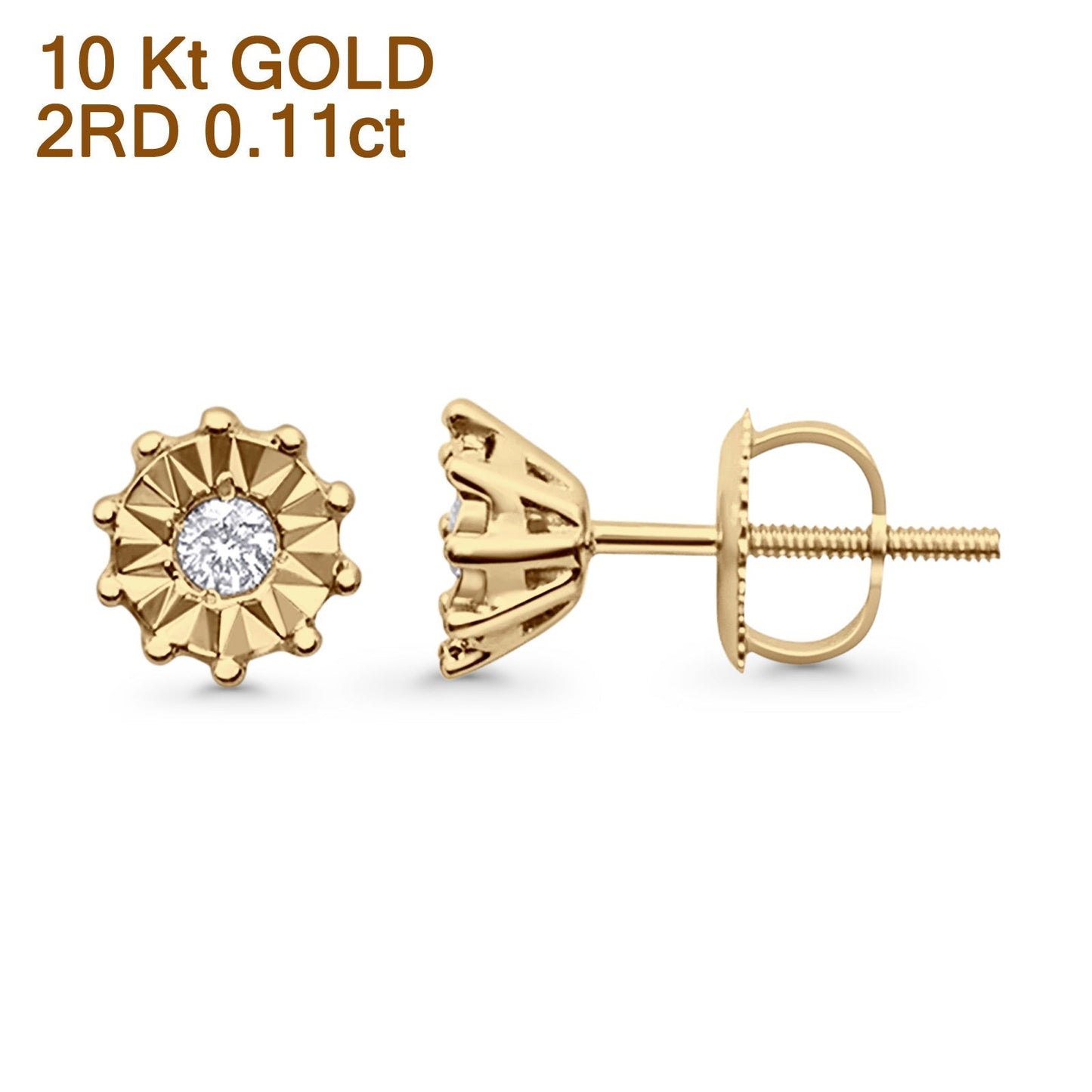 Diamond Round Stud Earrings 6.6mm 10K Yellow Gold Wholesale