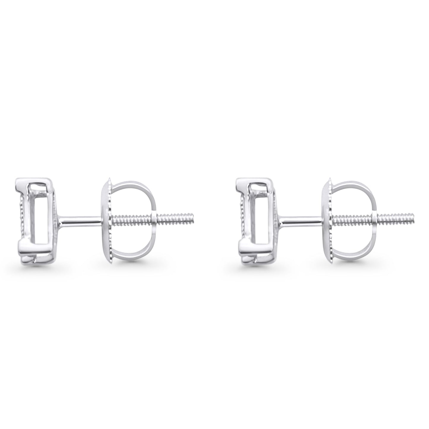 Solid 10K White Gold 6mm Square Shaped Cluster Round Pave Diamond Stud Earrings Wholesale