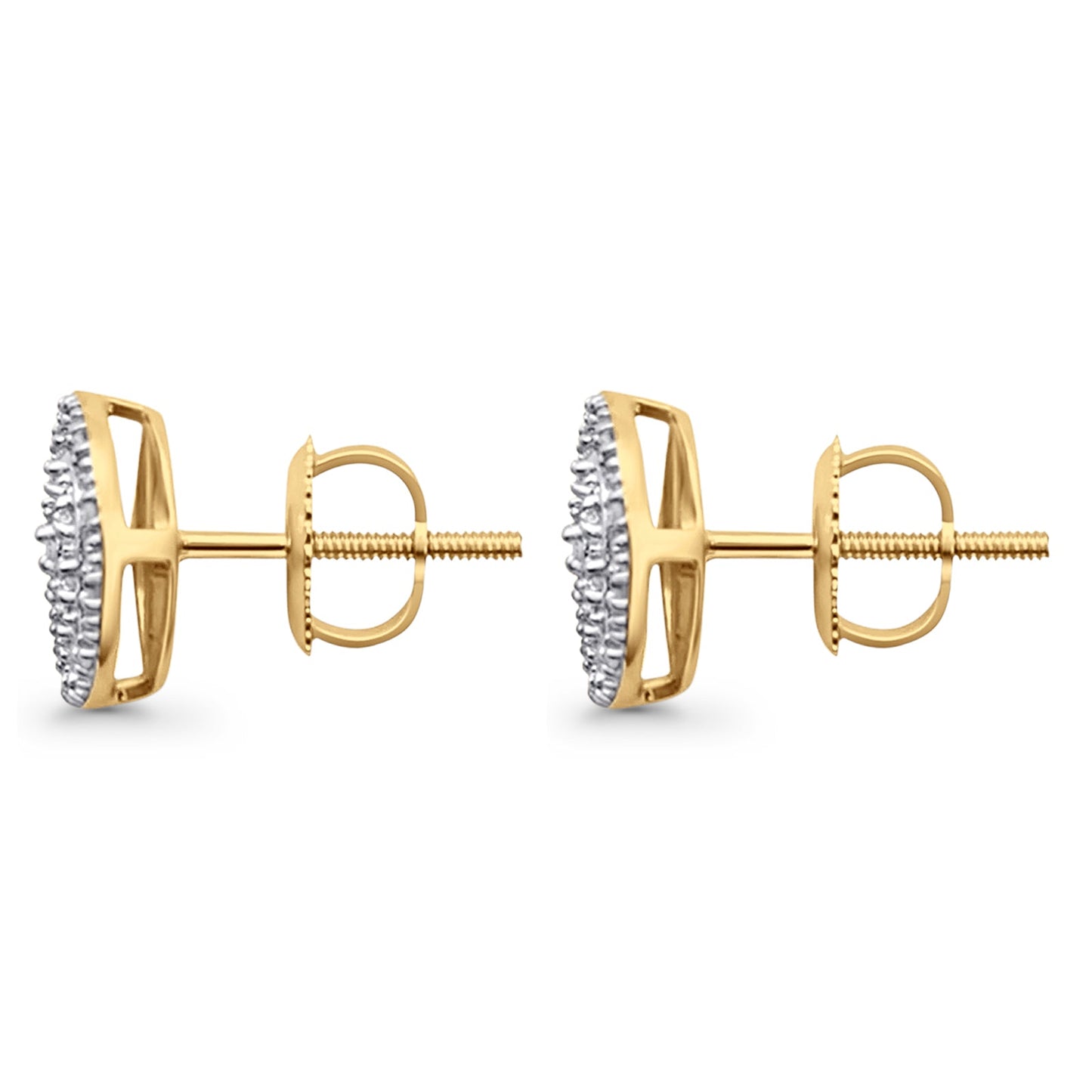 Solid 10K Yellow Gold 9.3mm Round Shaped Pave Diamond Stud Earrings Wholesale