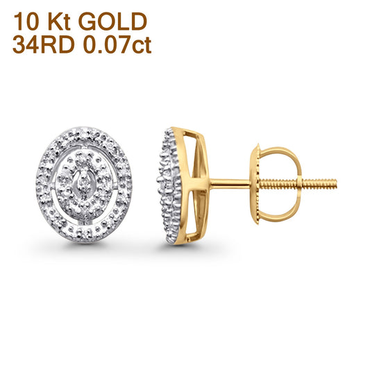 Solid 10K Yellow Gold 9.3mm Round Shaped Pave Diamond Stud Earrings Wholesale