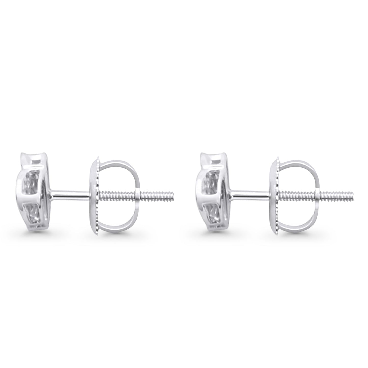 Solid 10K White Gold 6.5mm Heart Shaped Round Diamond Stud Earrings Wholesale