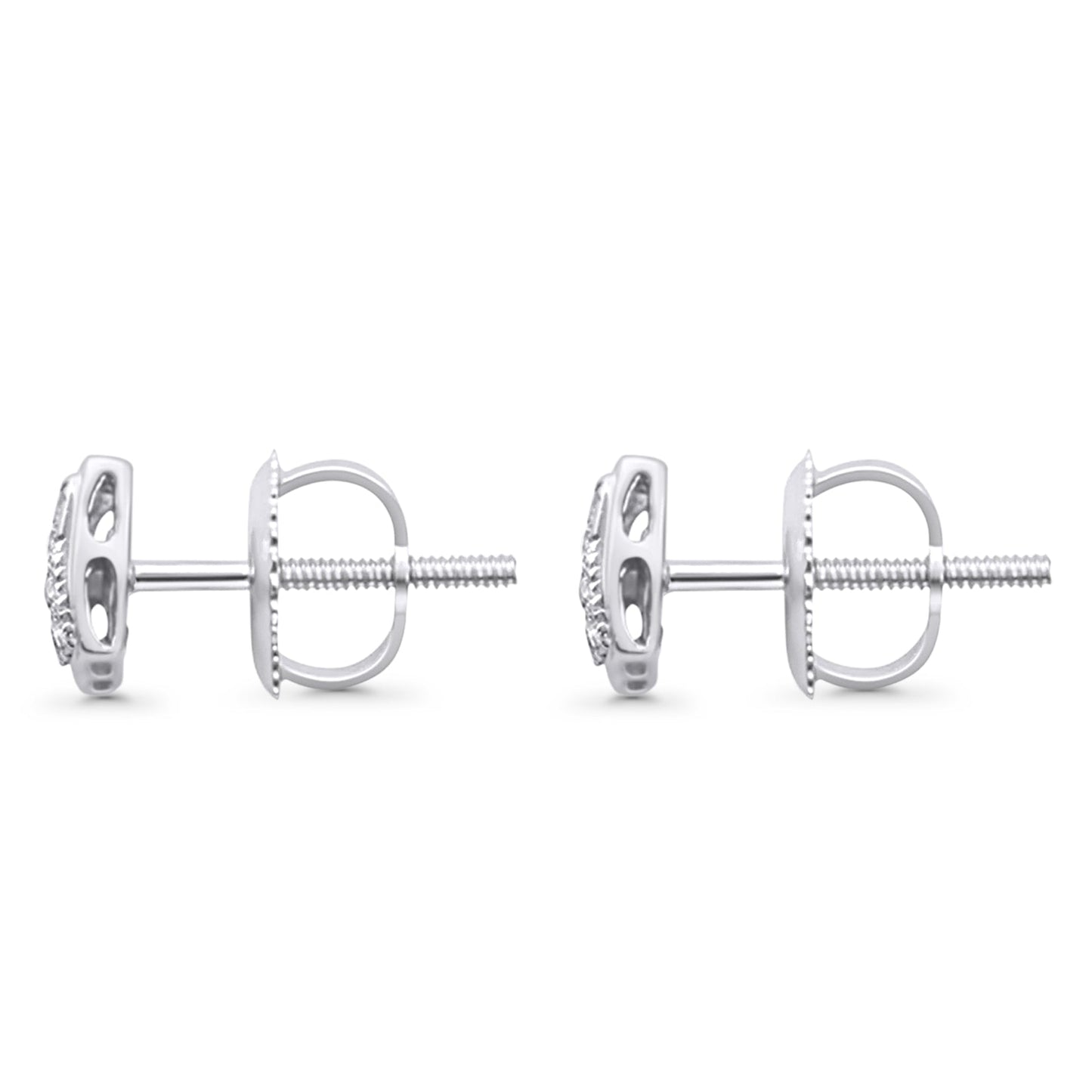 Solid 10K White Gold 5.7mm Square Shaped Round Diamond Stud Earrings Wholesale