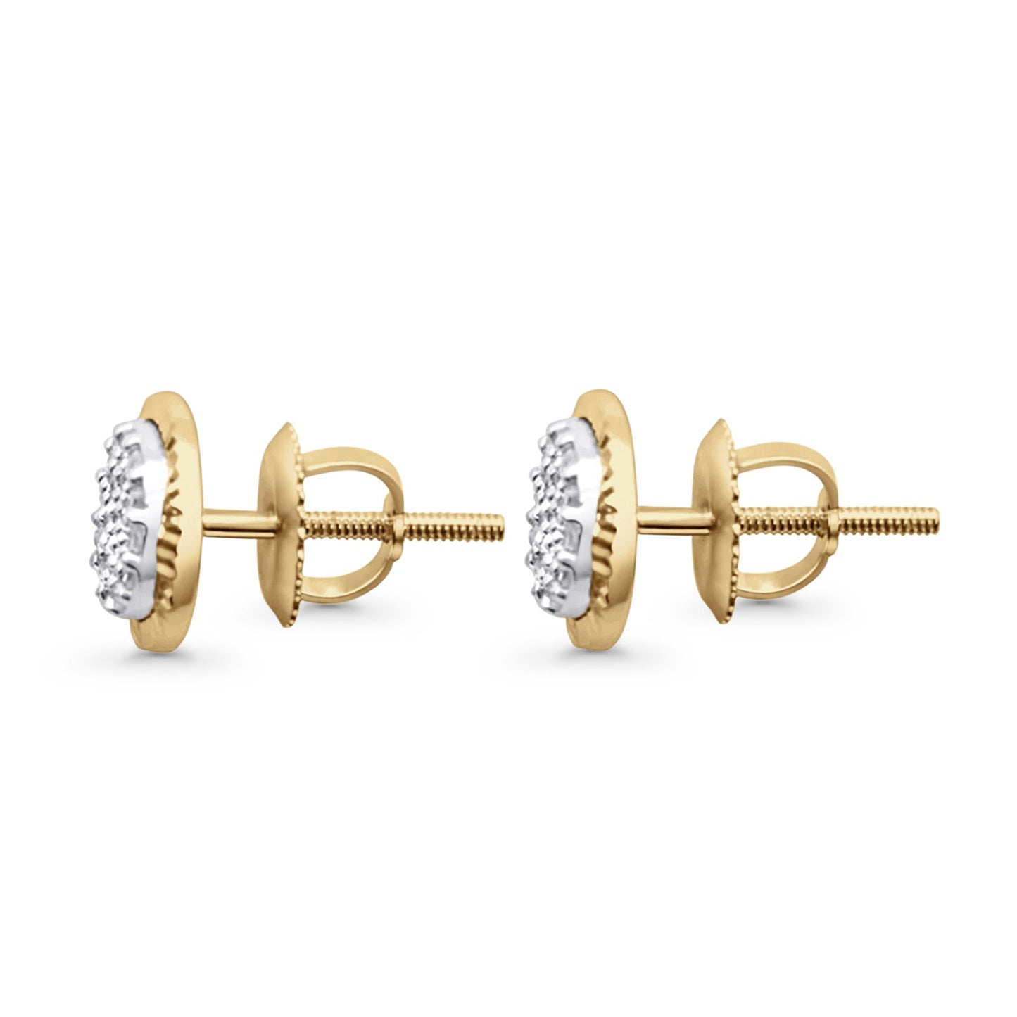 Solid 10K Yellow Gold 7.8mm Round Hip Hop Diamond Stud Earrings Wholesale